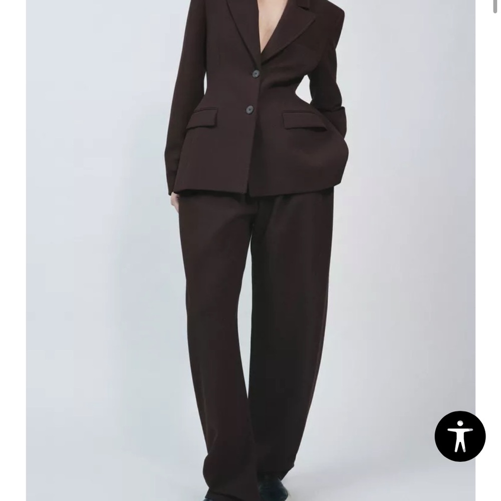 Zara Peplum Blazer 2 button Brown Size M